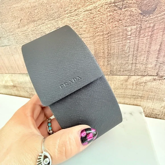 Prada Black Textured Leather Eyewear Case